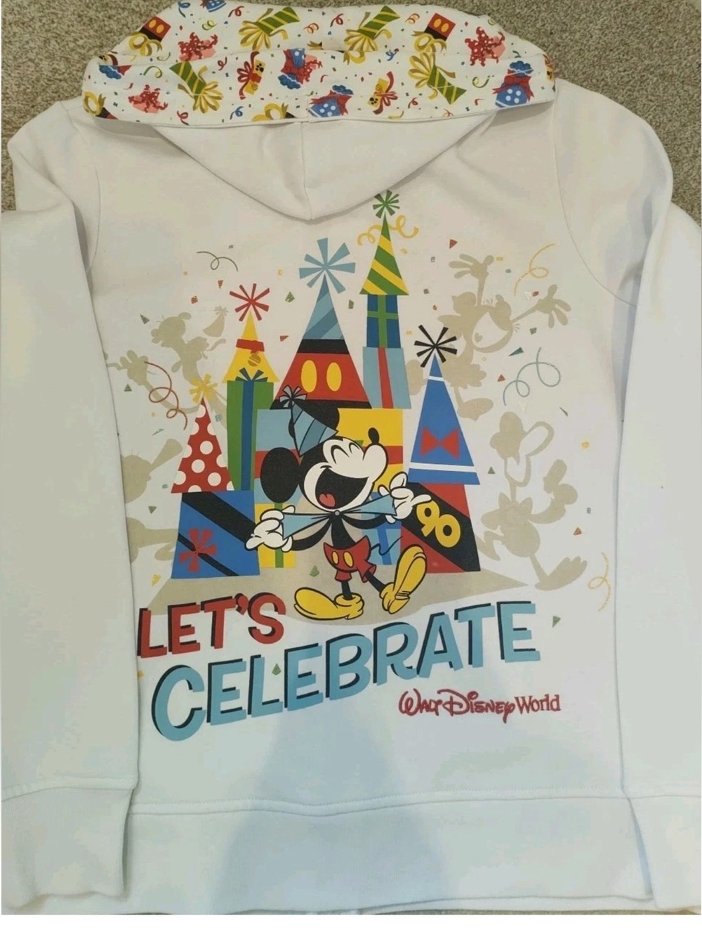 Vintage 90s Disney Parks Let's Celebrate Hoodie Sweatshirt Women's 1X Full Zip